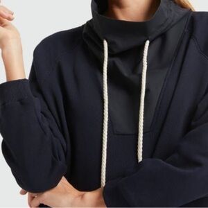 G. By goop GWYN Elegant Navy Women's cowl Sweatshirt with Drawstring